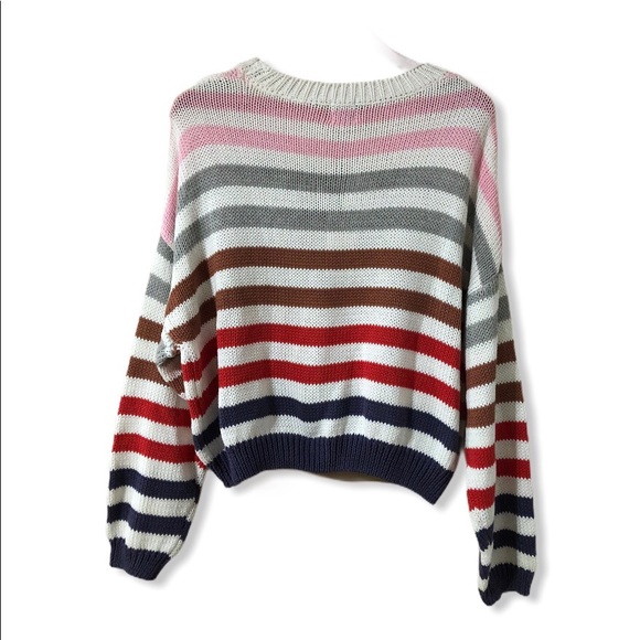 NWT John & Jenn open knit multi strip sweater - Picture 2 of 6